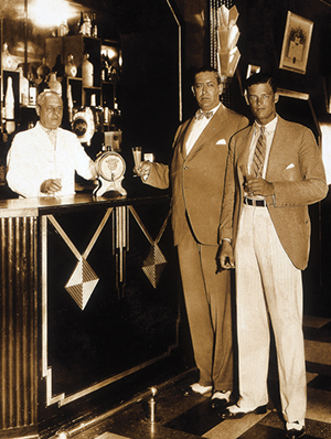 American tourists in the mezzanine bar of the Edificio Bacardi, c. 1930s.