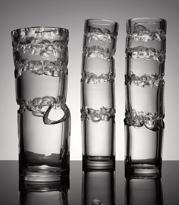 For Lasvit, Jakub Berdych’s Born Broken vases, handblown crystal. | COURTESY OF LASVIT