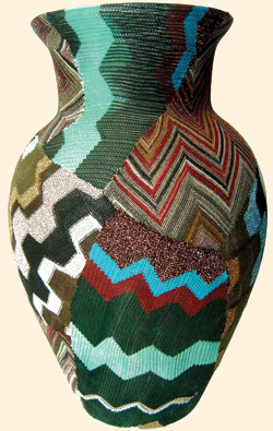 In 2004 Burks created a limited edition of two hundred Patchwork vases, recycling Missoni fabrics to cover existing glass or ceramic vases. Stephen Burks Man Made 