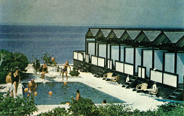 The retreat consisted of houses, cabanas, a clubhouse with a pool, and a marina and dock. | COURTESY FIRE ISLAND PINES HISTORICAL PRESERVATION SOCIETY, PINESHISTORY.ORG