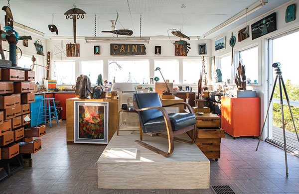 In Mabel’s sun-filled studio, an Alvar Aalto lounge chair from MoMA’s original members’ lounge and, to the right, an Aalto drawer unit from the museum’s offices. | Photography by Jenny Gorman