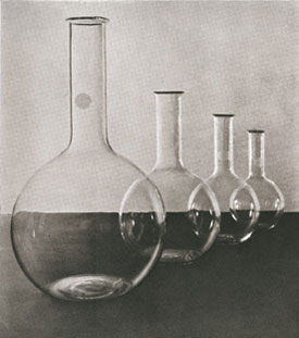 Photograph of Corning Pyrex chemical flasks by Ruth Bernhard from the Machine Art exhibition catalogue, 1934. | © MUSEUM OF MODERN ART/LICENSED BY SCALA/ART RESOURCE