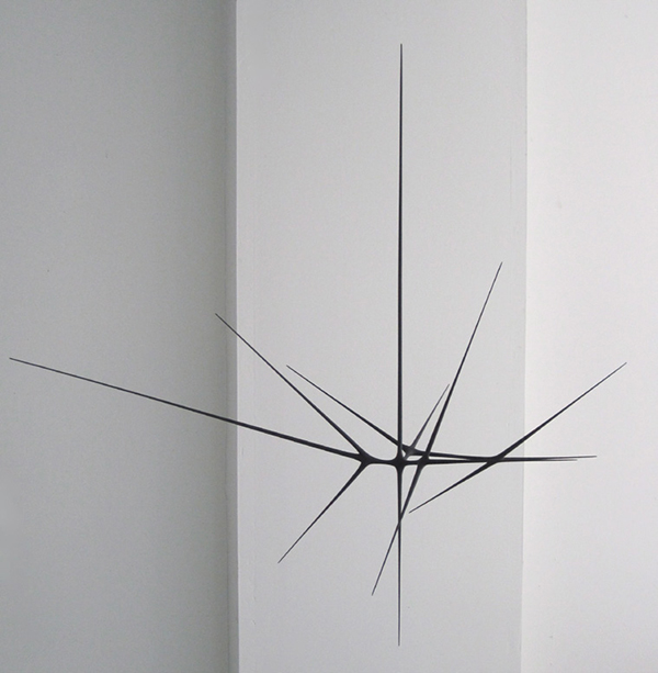 Kurtz made this untitled suspended sculpture of hand-carved basswood, monofilament, and paint, 2010. CHRISTOPHER KURTZ STUDIO