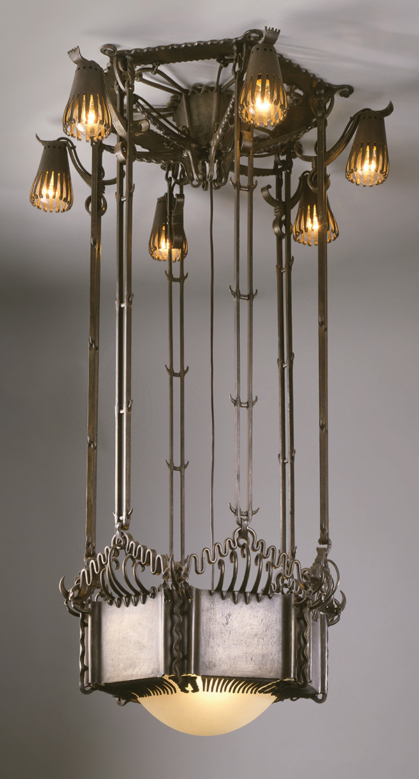 Michel de Klerk designed this chandelier for the Scheepvaarthuis, or Shipping House, in Amsterdam, c. 1915. | COURTESY OF THE WOLFSONIAN-FIU, MIAMI BEACH, FLORIDA