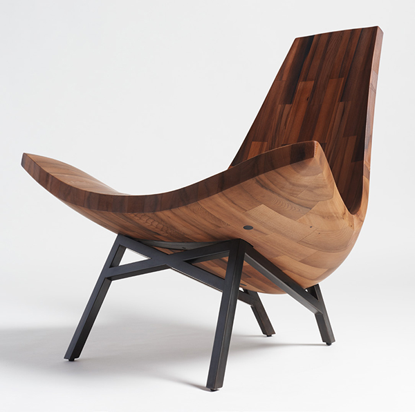 Water Tower chair by Bellboy, 2012, in reclaimed old growth redwood from a decommissioned New York water tower. | JOSHUA DALSIMER PHOTOS