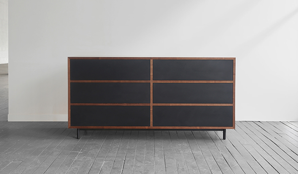 Driver dresser by Bellboy, 2015, in American walnut, paper composite, and blackened steel. | JOSHUA DALSIMER PHOTOS