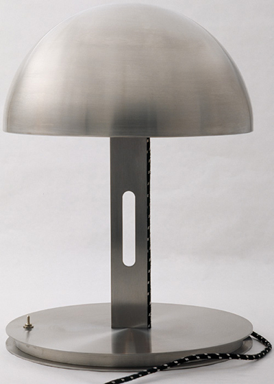 The Hiroshima I lamp, made of mirror-polished stainless steel, is an exploration of the “dichotomy of war and exposes the unhealthily seductive aesthetic at work in the design of many weapons of destruction.” | NADIM ASFAR PHOTOS