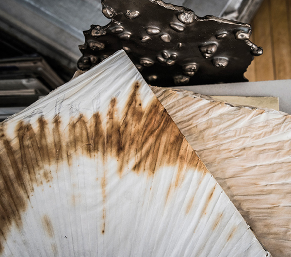 Oka Doner’s large Palm Book (19 ¾ by 13 1/4 inches), consists of bound pages of abaca in which palm leaves and shreds of palm leaves have been absorbed into paper, underscoring endless possibilities of patterns, colors, and textures. | SASHA MASLOV PHOTO