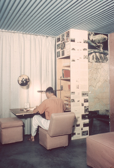 Architect Albert Frey at his desk in an undated photograph by Block.