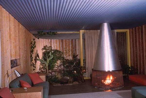 Living room with solarium in the background of Frey House 1 after an expansion by Clark and Frey, 1948, no. 169 in The New Concept of Space— Series II.