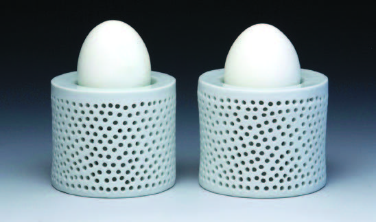 Bryan Hopkins chose his Egg Holders and Meredith Host’s Dot Dot Rounded Jelly Jar, both 2014, for the exhibition Breakfast: Curated by Bryan Hopkins at the Clay Studio from November 7 to 30. CLAY STUDIO