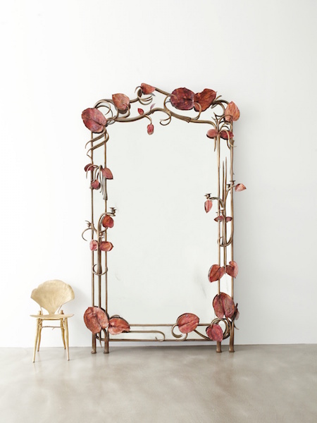 Claude Lalanne, Miroir, 1993, metal and mirror, 114 1/4 x 69 5/8 x 12 inches, 290 x 177 x 30 cm. Courtesy of Paul Kasmin Gallery