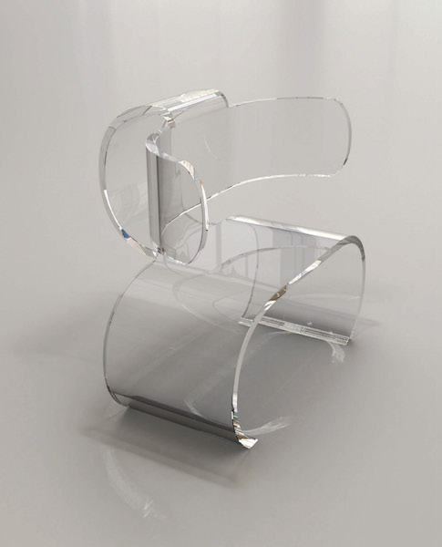 Harlow chair from Charles Hollis Jones’s Waterfall line, 1979, acrylic.