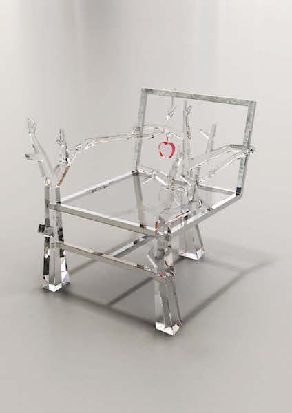 Apple chair, Tree line, 2010, acrylic and polished nickel over steel.